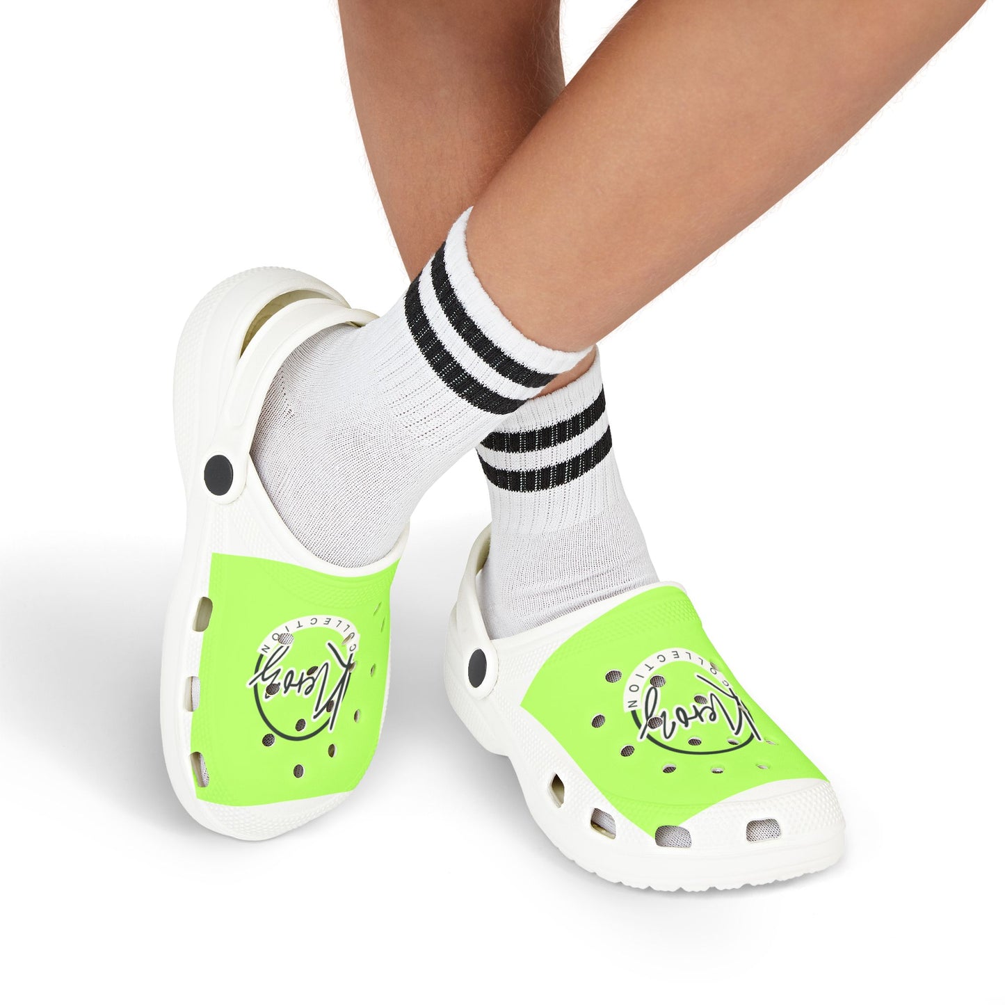 Kid's EVA Foam Clogs - Bright Green with Kleroz Logo - Casual Comfort Footwear