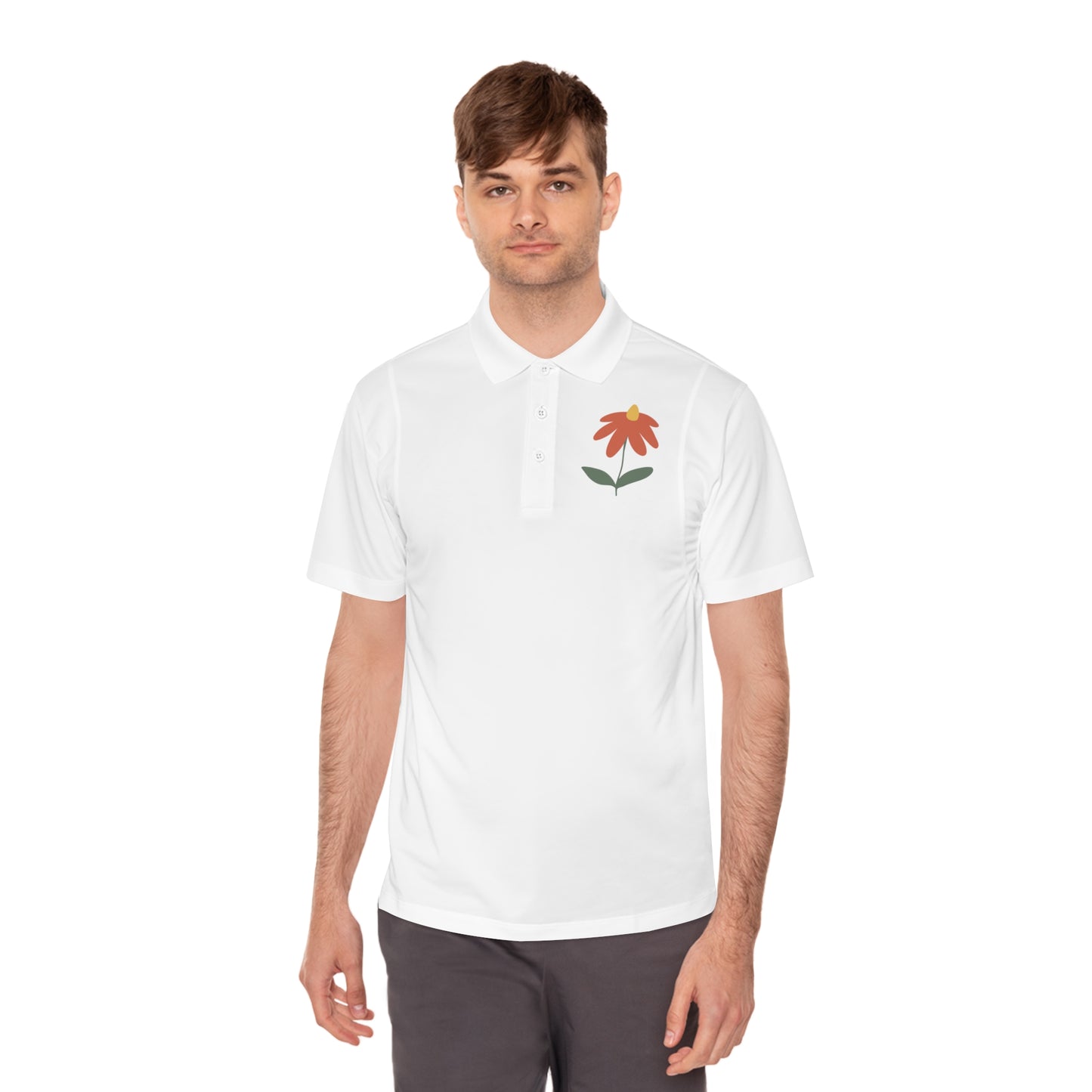 Men's Sport Polo Shirt with Floral Design - Casual & Stylish Outdoor Wear