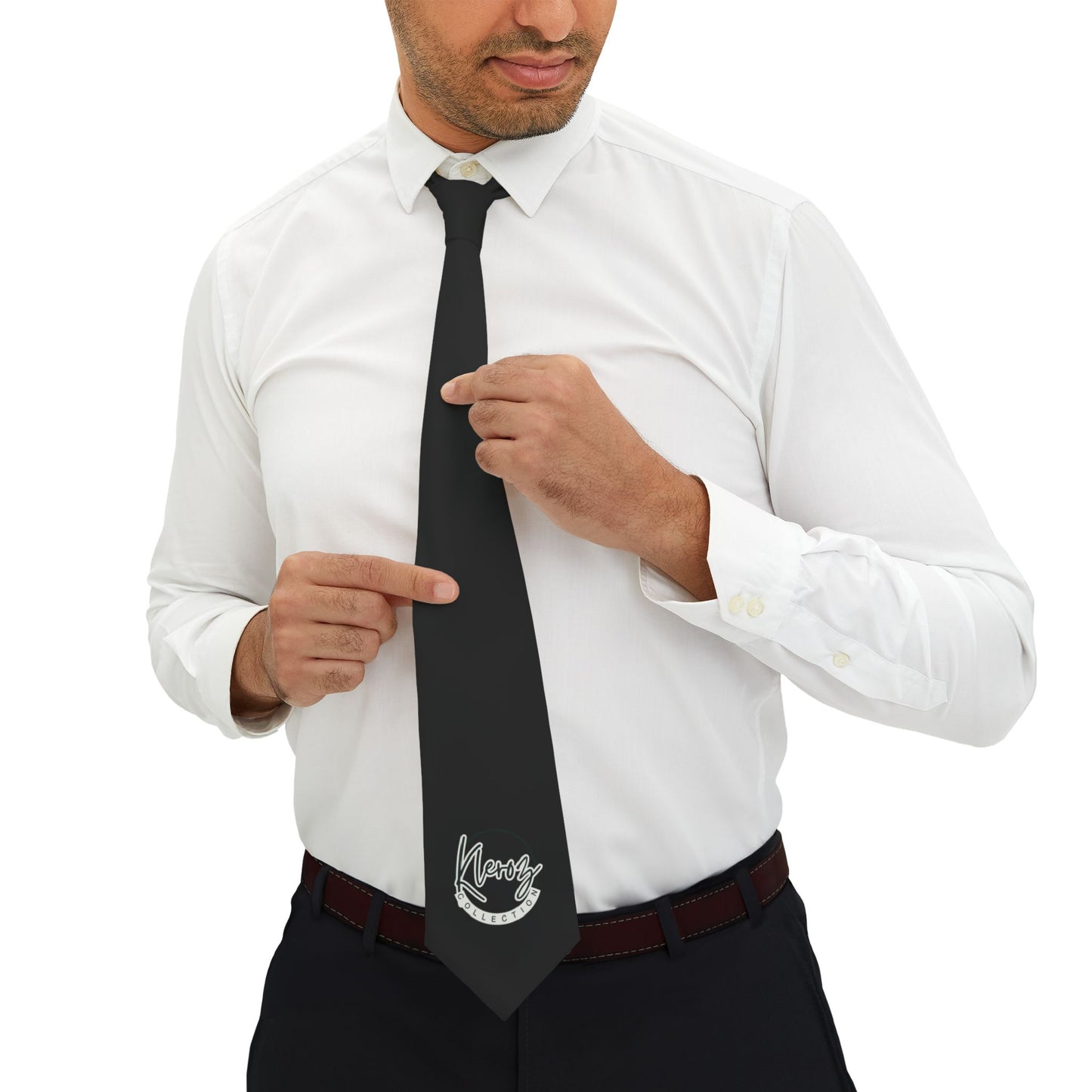 Elegant Black Necktie with Logo - Perfect for Business or Formal Events