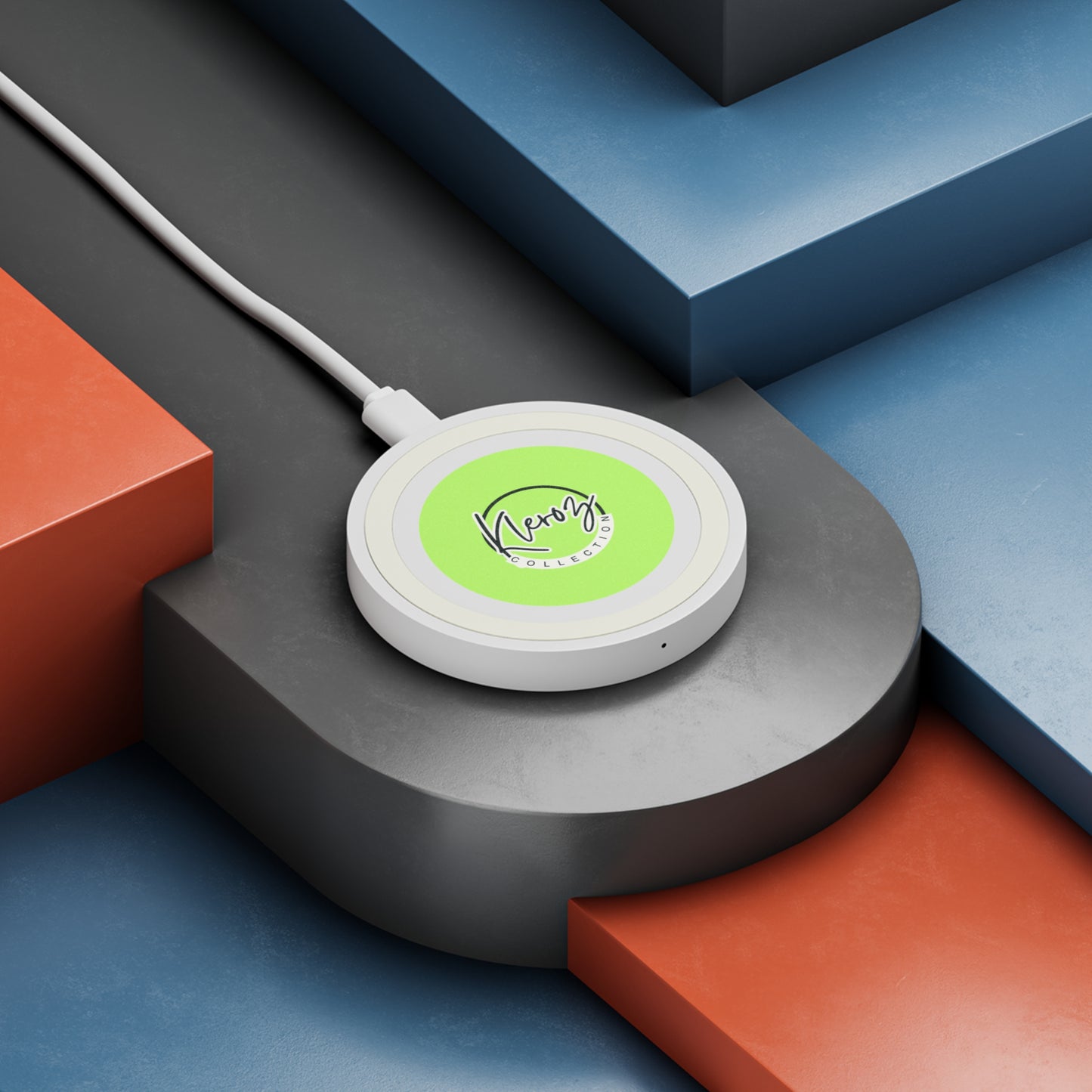 Quake Wireless Charging Pad - Modern Green Design, Perfect for Home and Office