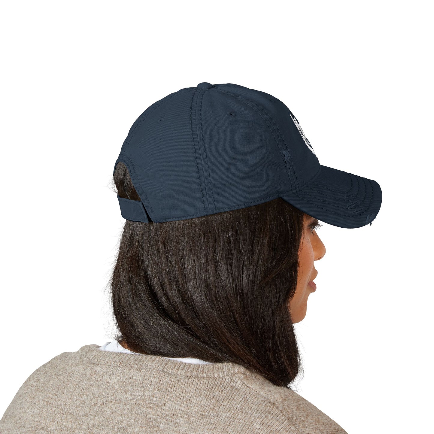 Distressed Dad Hat with Embroidery - Trendy Casual Cap for Everyday Style