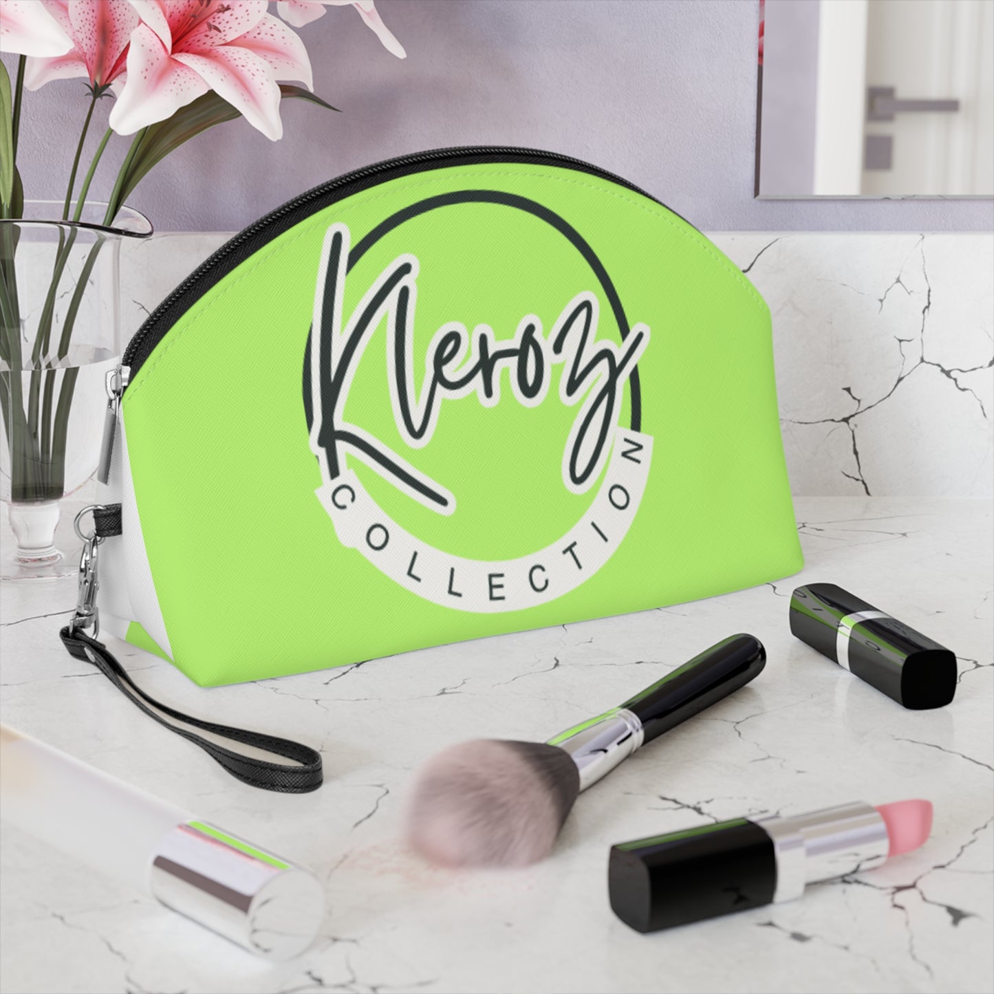 Kleroz Collection Makeup Bag - Vibrant Green Cosmetic Organizer