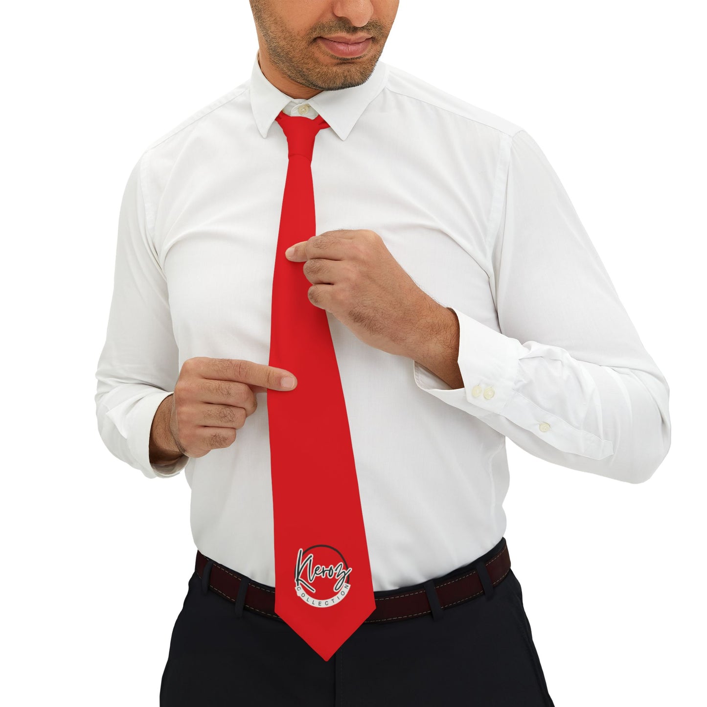 Stylish Red Necktie with Logo – Perfect for Business and Formal Occasions