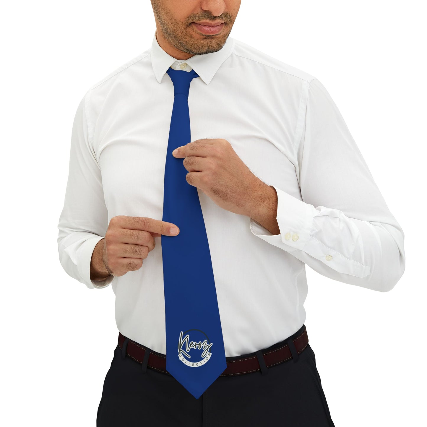 Stylish Blue Necktie with Logo - Perfect for Professional Attire and Special Occasions