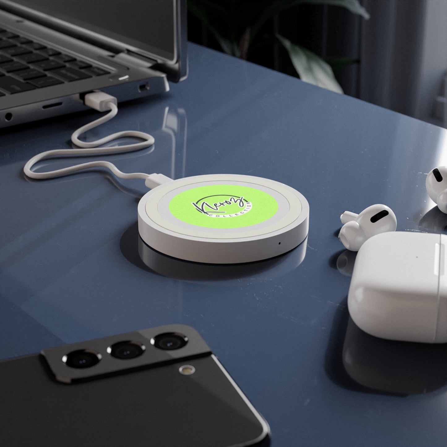 Quake Wireless Charging Pad - Modern Green Design, Perfect for Home and Office
